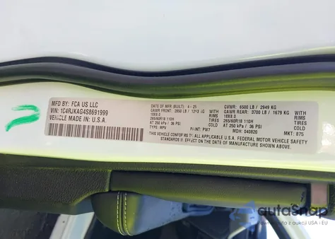 2025 Jeep Grand Cherokee L Altitude X 4X4 from USA, damaged, VIN 1C4RJKAG4S8691999